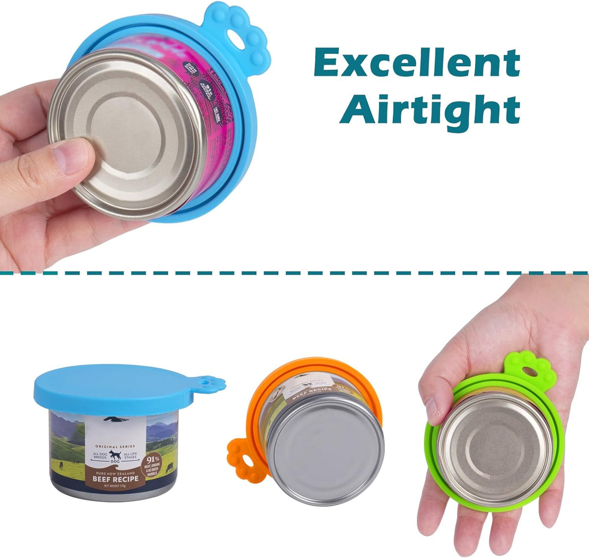 PetBonus 3 Pack Silicone Pet Can Cover Lids, Universal Size for Dog Cat Food, 1 fit 3 Standard Size
