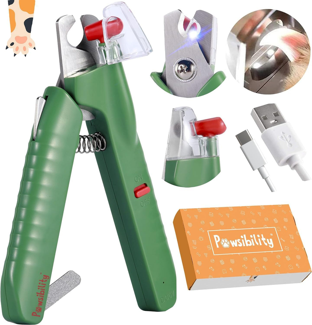 Reinvented Pet Nail Clippers for Your Pal - [USB Rechargeable] - LED Light for Bloodline | Razor