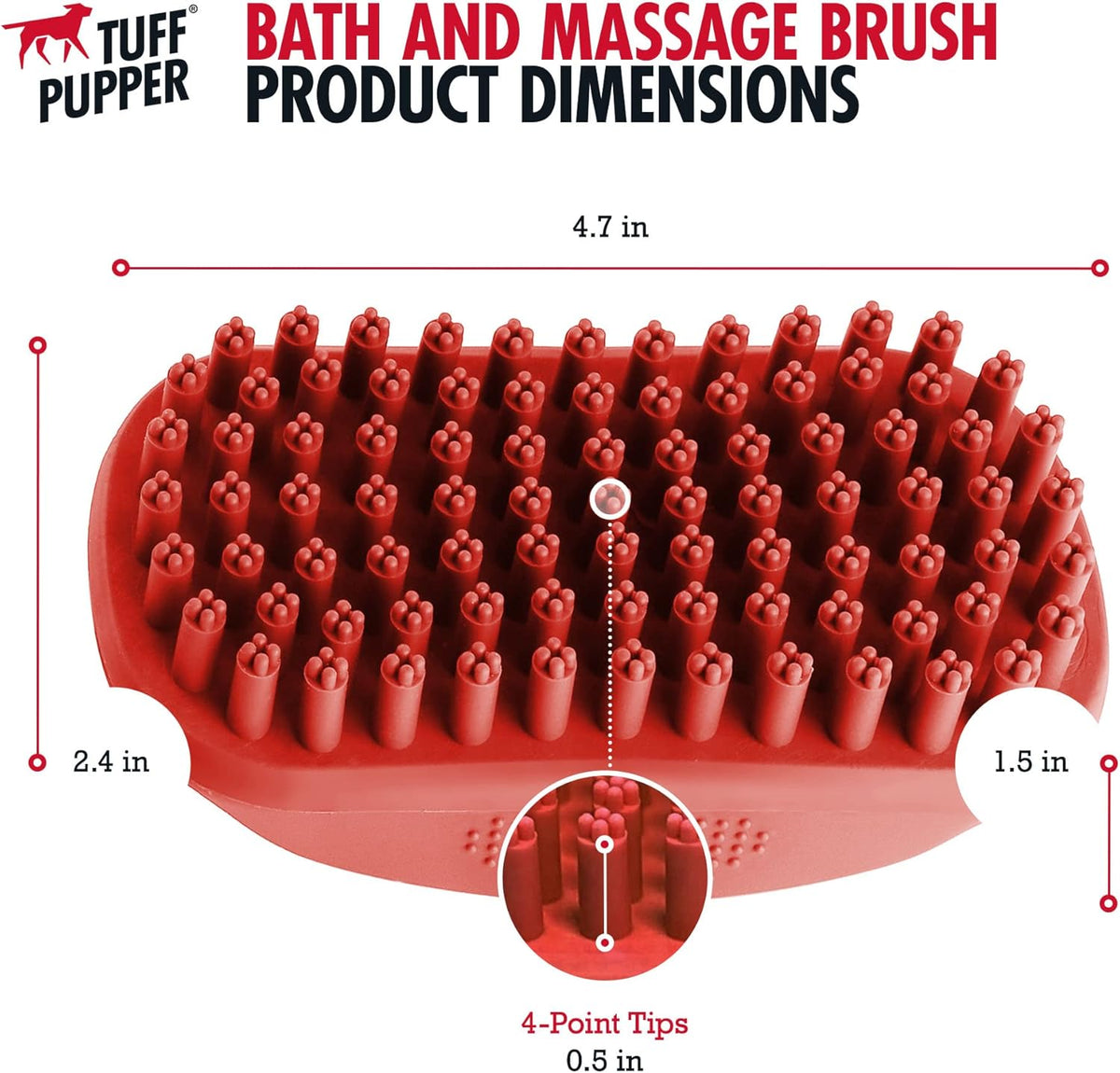 Tuff Pupper Dog Bath Brush, Silicone Pet Hair Remover Brush for Shampooing & Massaging Dogs, Dog