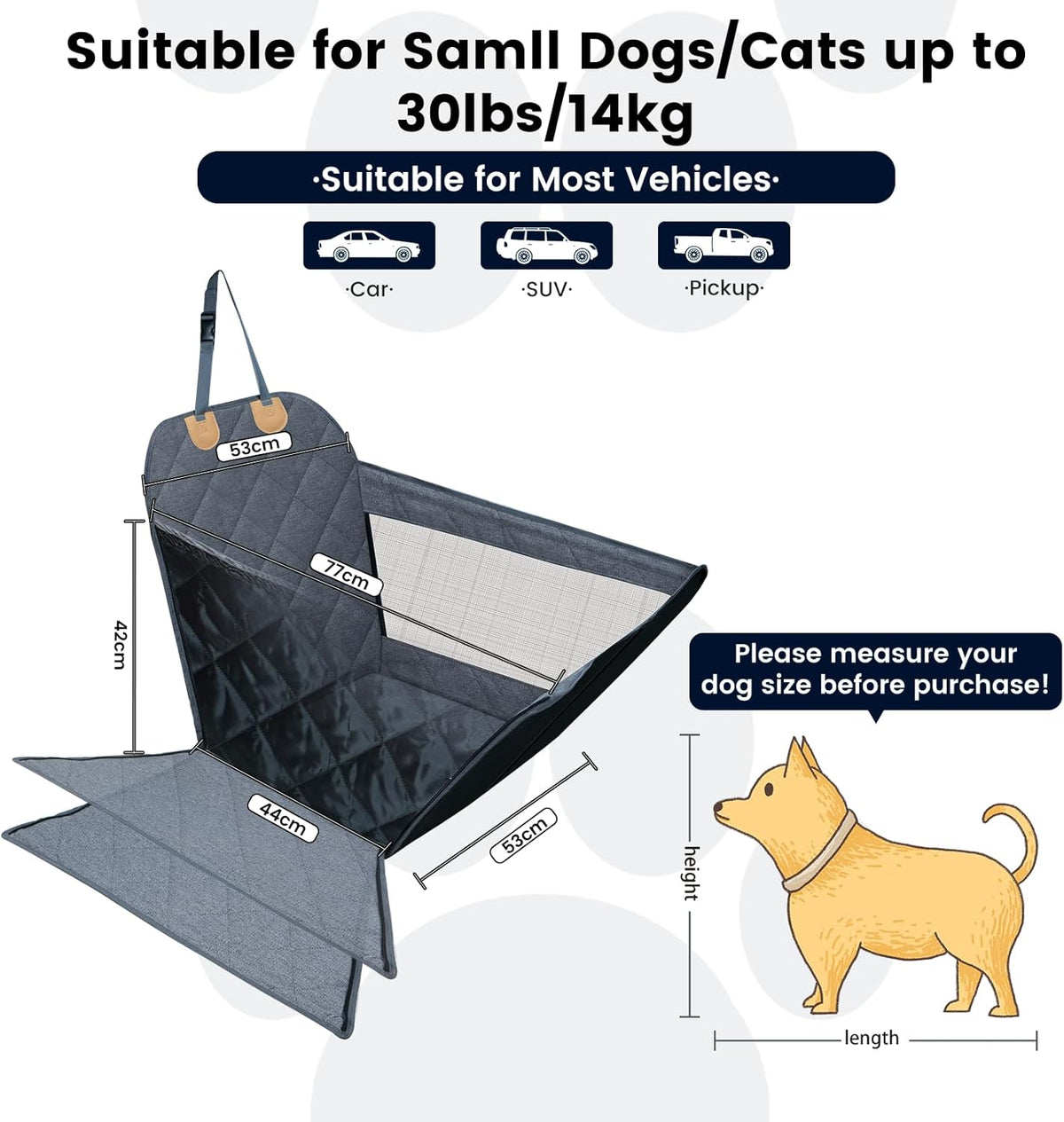 Dog Car Seat for Small/Medium Dogs with Door Protection – Full Coverage Pet Booster Seat with Mesh