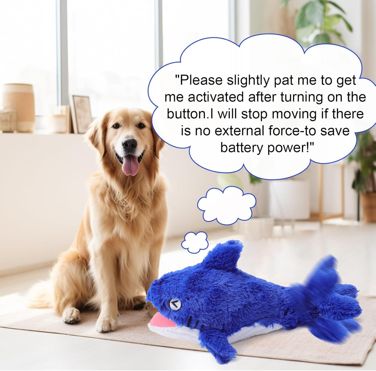 Mity rain 2 in 1 Interactive Dog Toys, Shark Dog Toy to Keep Them Busy, Plush Squeaky Dog Toys