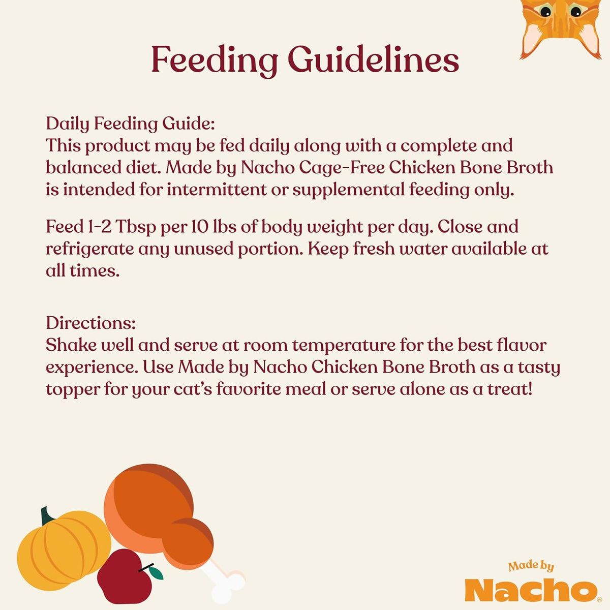 Made by Nacho Bone Broth Cat Food Topper for Hydration and Picky Eaters - Add Protein and Flavor to