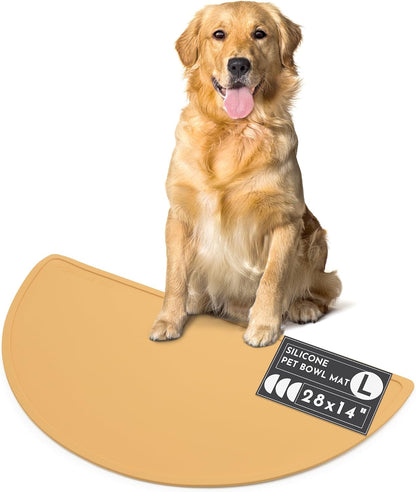Waterproof Silicone Pet Food Mat - Non-Slip, Spill-Proof Feeding Mats for Floors, Raised Edge