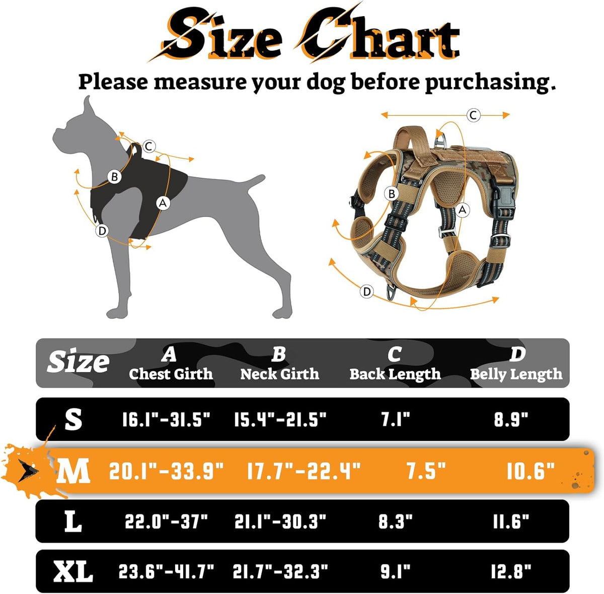 rabbitgoo Dog Harness Medium Sized No Pull, Tactical Service Pet Vest with Molle and Control
