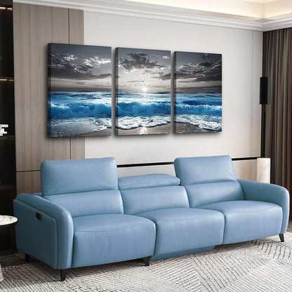 TTHYUEWS Black And White Beach Pictures Large Wall Decor For Living Room Canvas Wall Art For