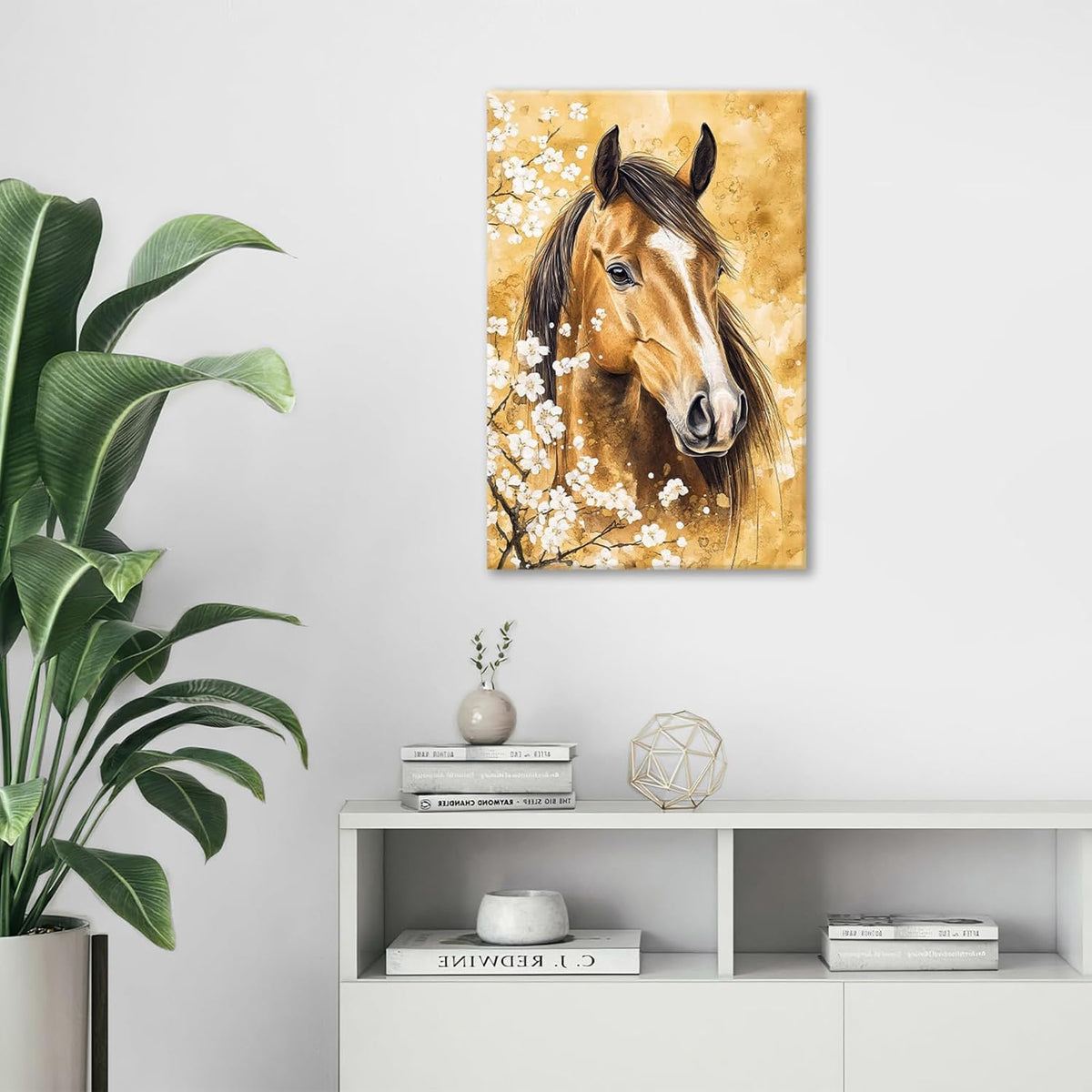 Horse Wall Art Canvas Rustic Horse Wall Decor Prints Framed Painting Farmhouse Flower Pictures