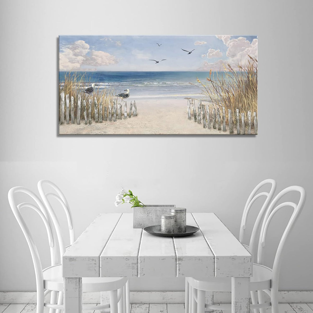 XXMWallArt FC3750 Sandy Beach Wall Art Canvas Print Wall Art Seascape Blue Print Painting Abstract