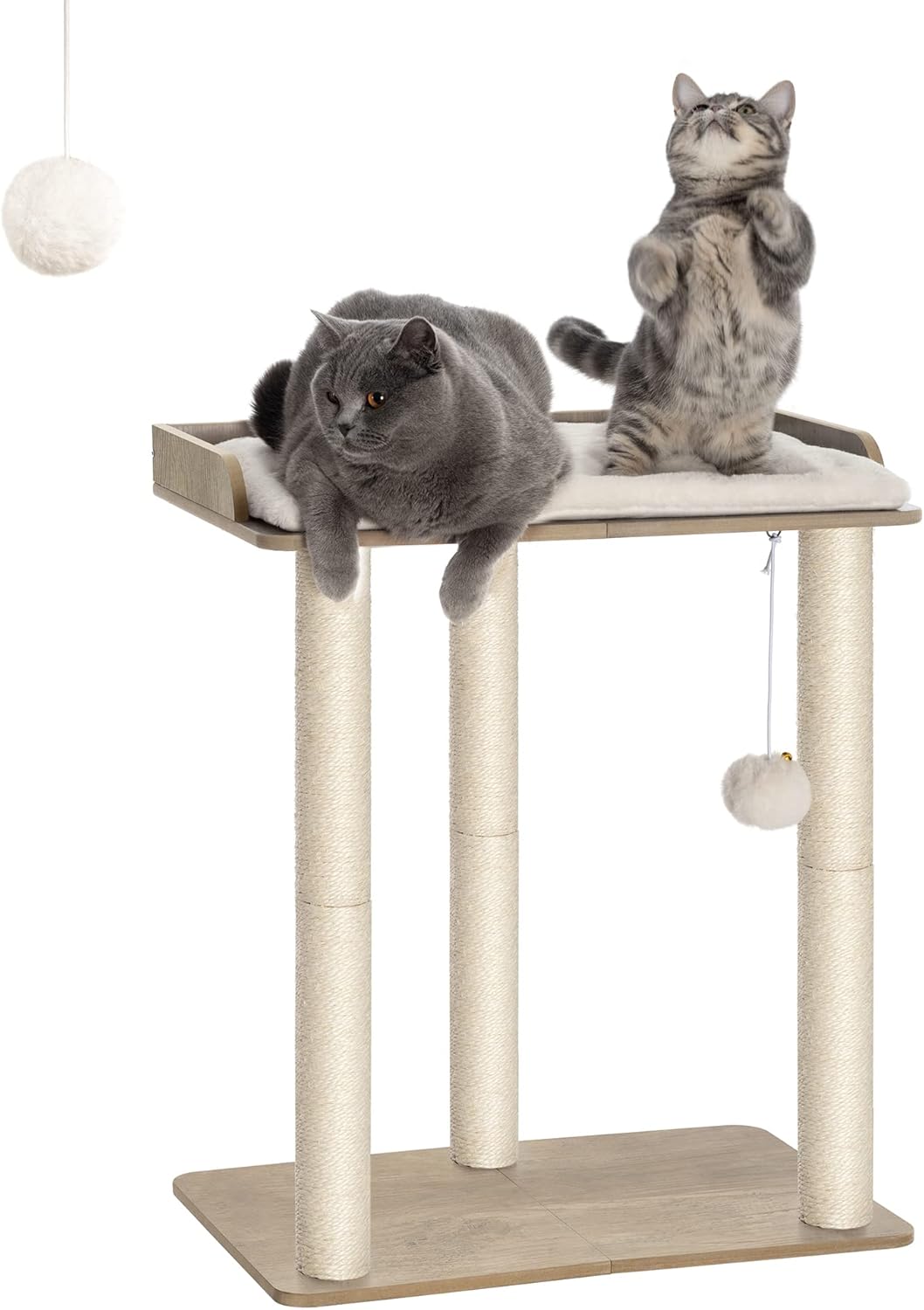 FourFurPets 26.7in Large Cat Tree Tower Condo, Cat Scratch Posts for Indoor Cats, Big Plate, Three