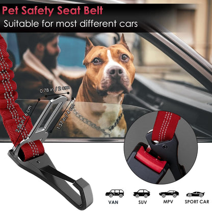 SlowTon Dog Seat Belt, Adjustable Dog Safety Belt Leash, 2 in 1 Latch Bar Attachment Dog Car