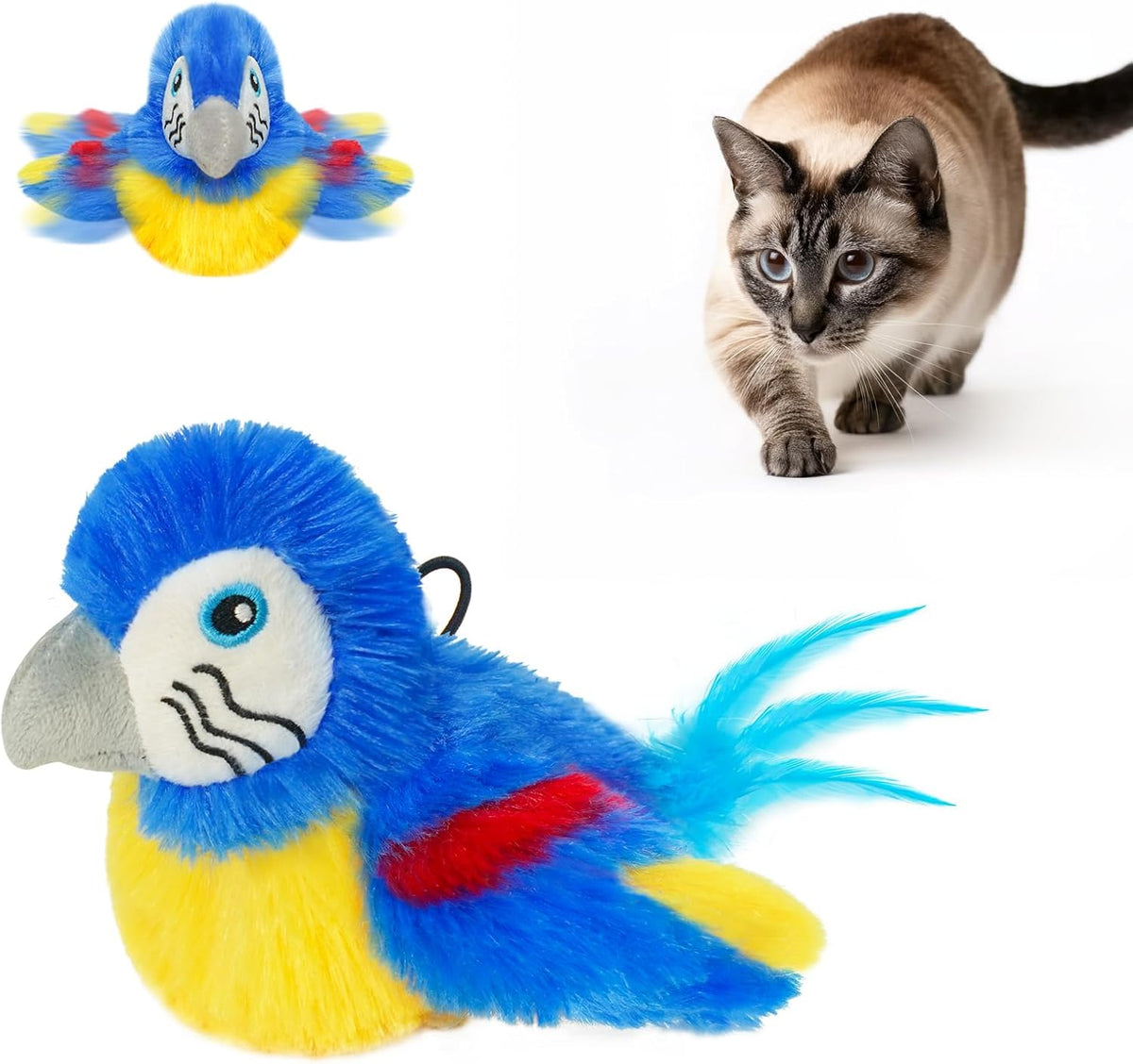 Vannon Cat Toys Flapping Bird(Cannot Fly), Rechargeable Touch Activated Kitten Toy Interactive Cat