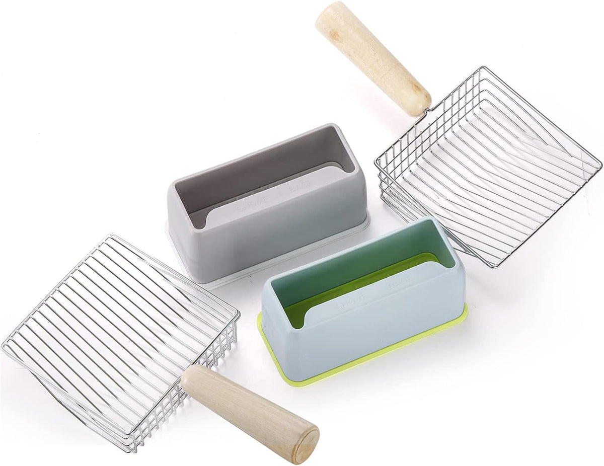 Hiceeden Set of 2 Cat Litter Scoop with Holder, Metal Kitty Litter Scoop Holder with Wooden Handle