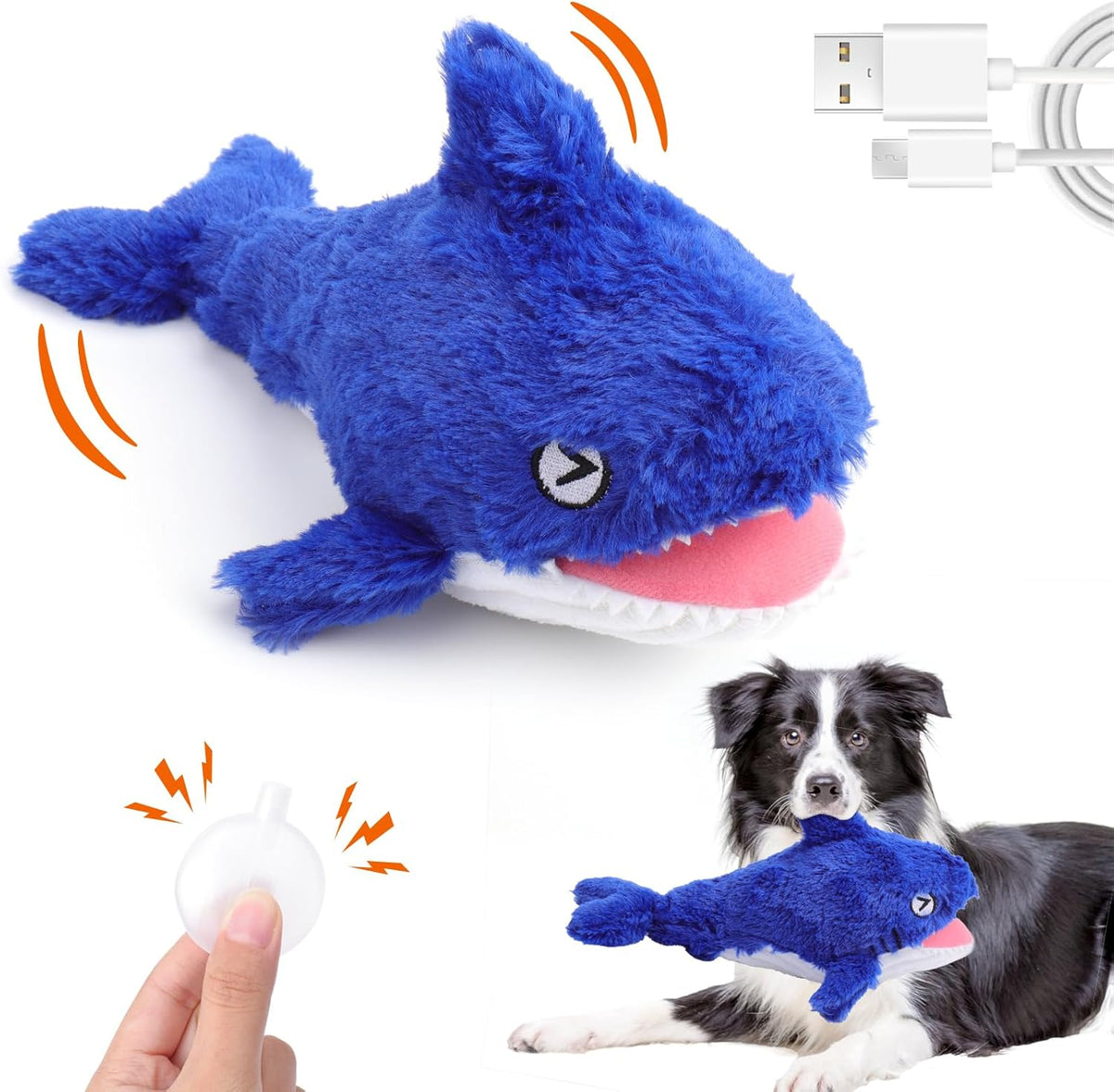 Mity rain 2 in 1 Interactive Dog Toys, Shark Dog Toy to Keep Them Busy, Plush Squeaky Dog Toys