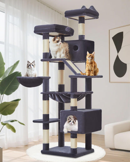 Taoqimiao Cat Tree 71-Inch, Cat Tower for Indoor Cats Large Adult, Multi-Level Large Cat Condo, 8