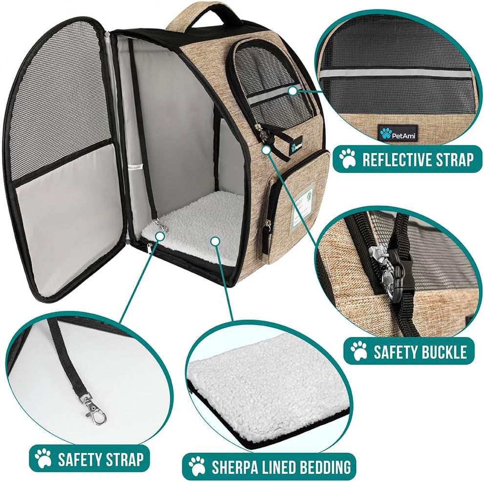 PetAmi Dog Backpack Carrier for Small Large Cat, Pet, Puppy, Ventilated Pet Hiking Backpack Travel
