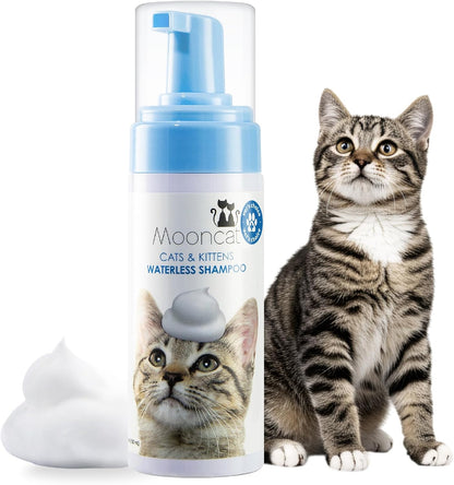 Mooncat Waterless Cat Shampoo, 100% Licking Safe & Vet Approved No Rinse Dry Bath Foam - Gentle