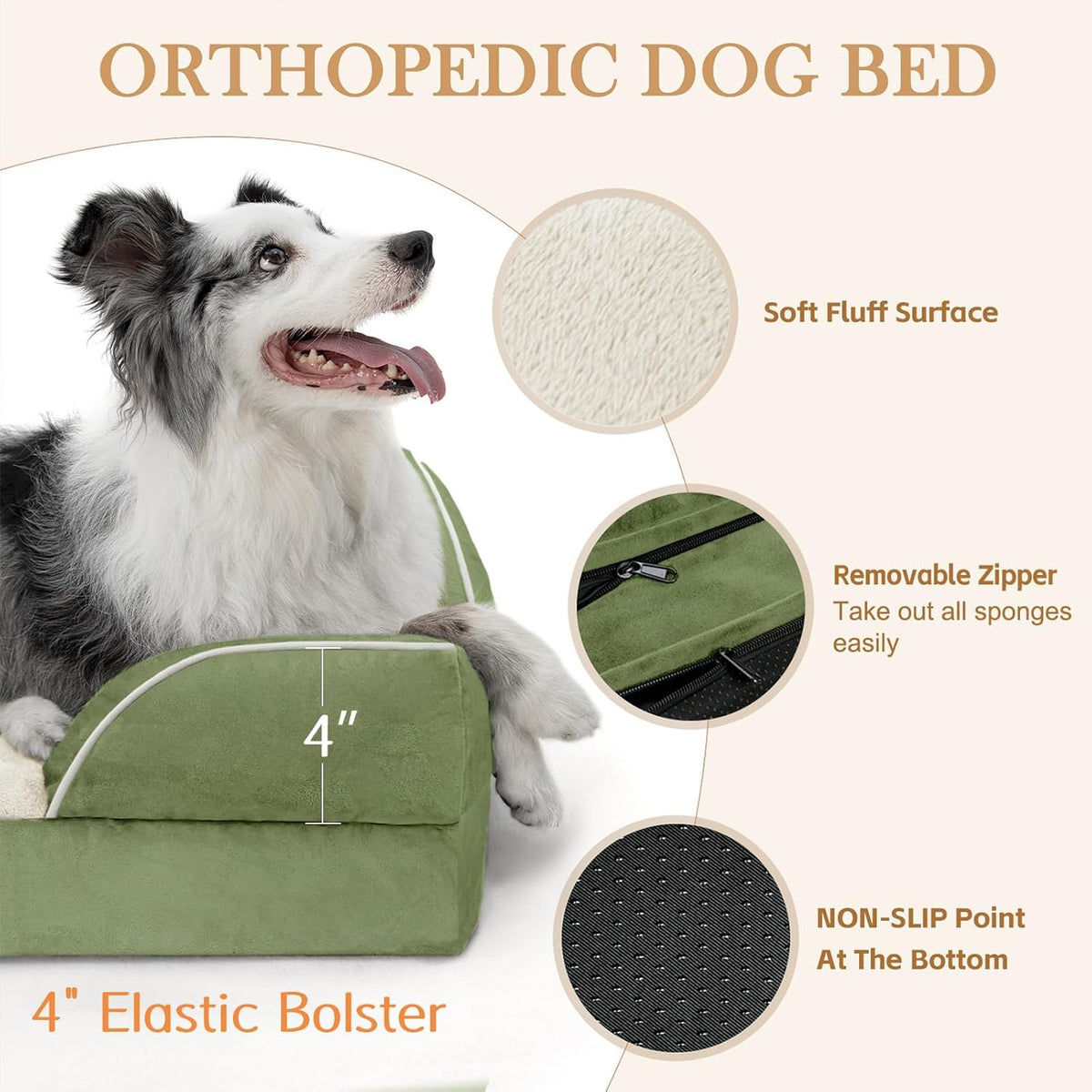 Comfort Expression Medium Dog Beds Waterproof Orthopedic Foam Dog Sofa Beds for Medium Large Dogs