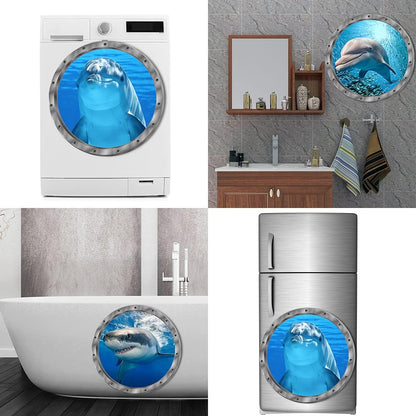 Ocean Animals World Under Sea Decor Includ Dolphins Sharks 3 Pcs Removable 3D Peel and Stick Vinyl
