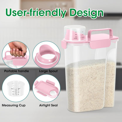 TBMax Rice Container 2 Pack, Airtight Cereal Container Oatmeal Storage with Easy-pouring Spout &