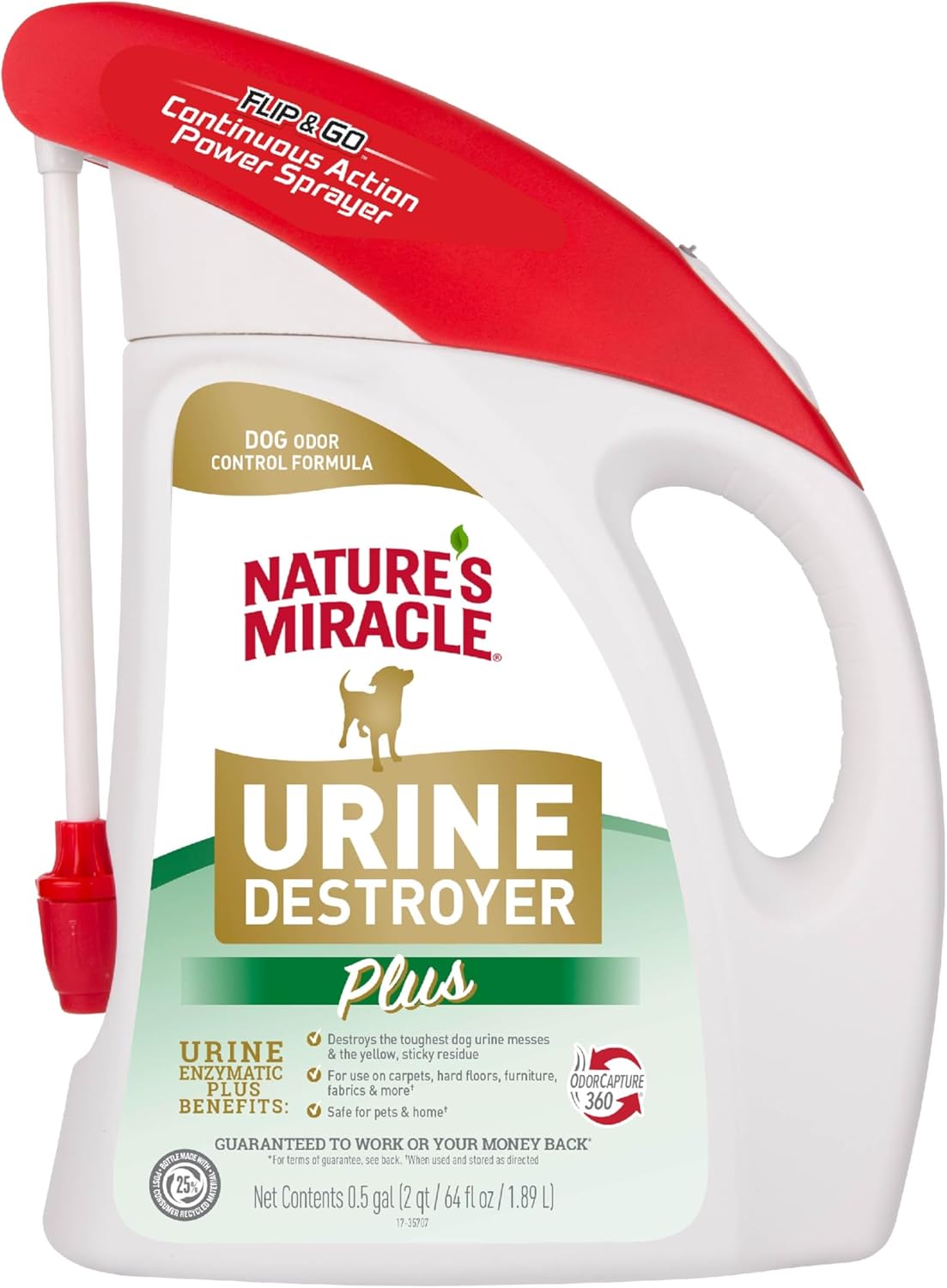 Nature's Miracle Urine Destroyer Plus for Dogs with Flip & Go Sprayer, 64 Ounces, Enzymatic Formula