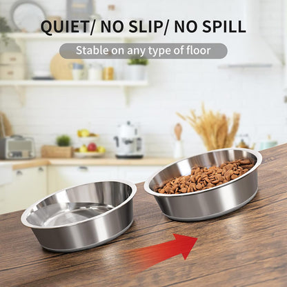 Taglory 4 Cup Stainless Steel Dog Bowls Set of 2 for Food and Water, Silicone Base Anti-Slip, Rust