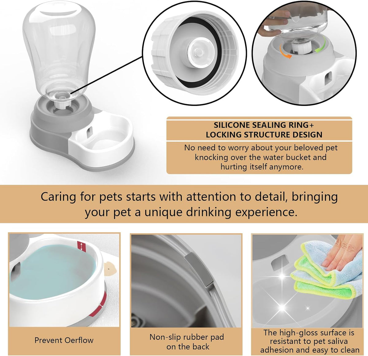 1.58 Gallon Automatic Dog Water Bowl Dispenser - Staltwo Premium Pet Water Dispenser with Non-Slip
