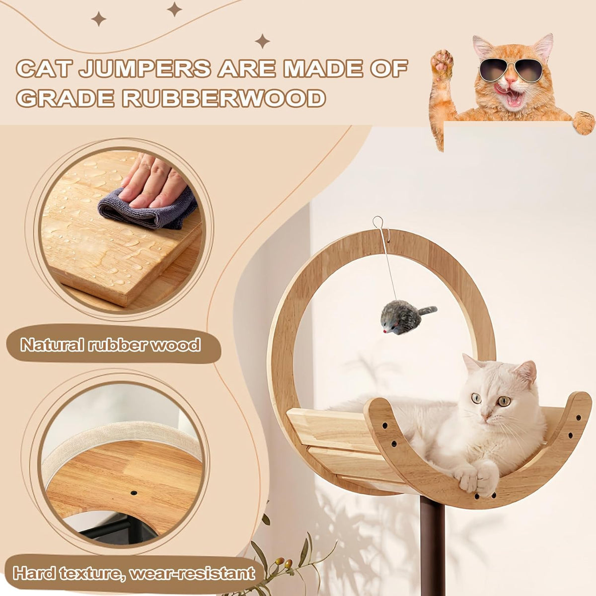 Cat Tree, 66In Cat Tower with Scratching Post, Tall Multi-Level Cat Houses for Indoor Cats Large
