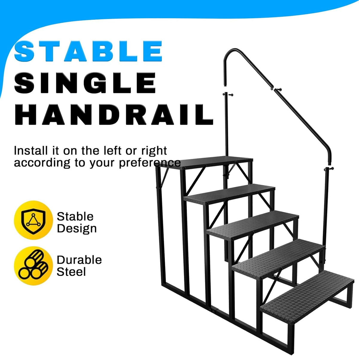 RV Stairs 5 Step, RV Steps Anti-Slip, Hot Tub Steps with Handrail, 660 lbs Hot Tub Steps Step