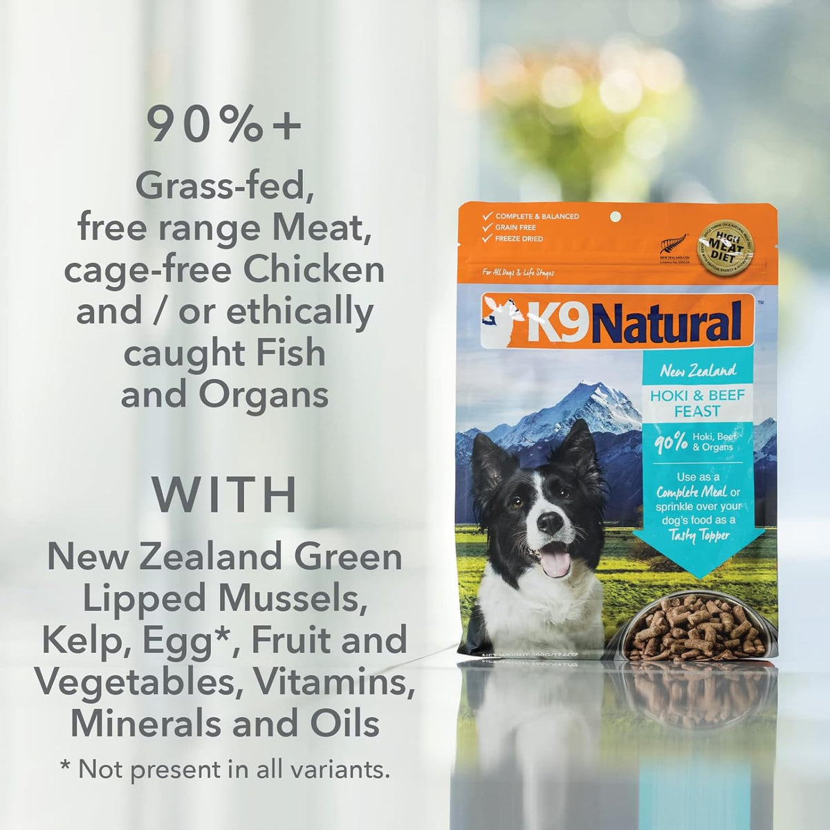 K9 Natural - Grain Free Freeze Dried Dog Food - Hoki & Beef, 4lb
