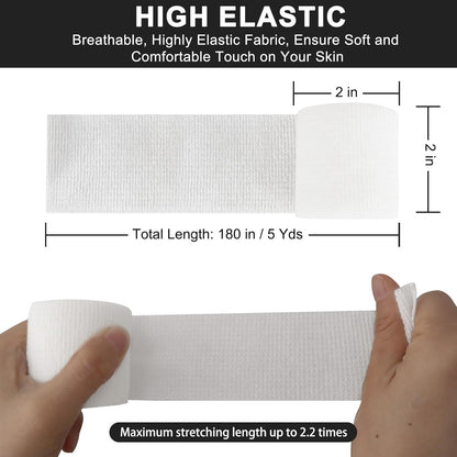 24 Pack Self Adhesive Bandage Wrap 2 Inch, White Medical Tape Elastic Cohesive Bandage Rolls Self