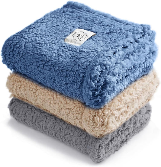 Luciphia 1 Pack 3 Calming Dog Blanket Fluffy Premium Fleece Pet Blankets Soft Sherpa Throw for Dogs