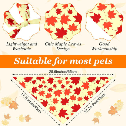 Abbylike 200 Pcs Fall Thanksgiving Dog Bandana Bulk Maple Leaves Bandana for Dogs Triangle Kerchief