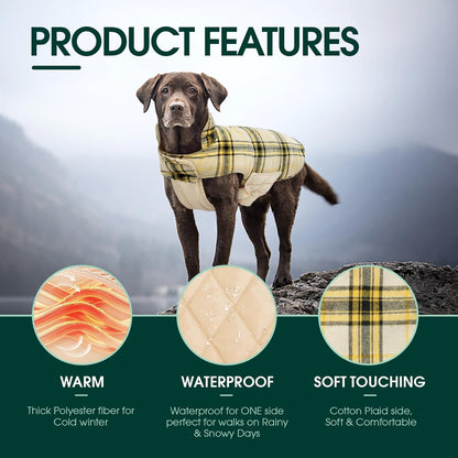 Kuoser Warm Dog Coat, Waterproof Dog Jacket for Extra Large Dogs, Adjustable Durable XXXL Doggie