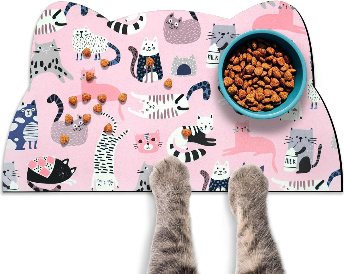 Cat Food Mats for Floor, Dog Water Bowl Mats Pet Feeding Absorbent Placemats for Food and Water