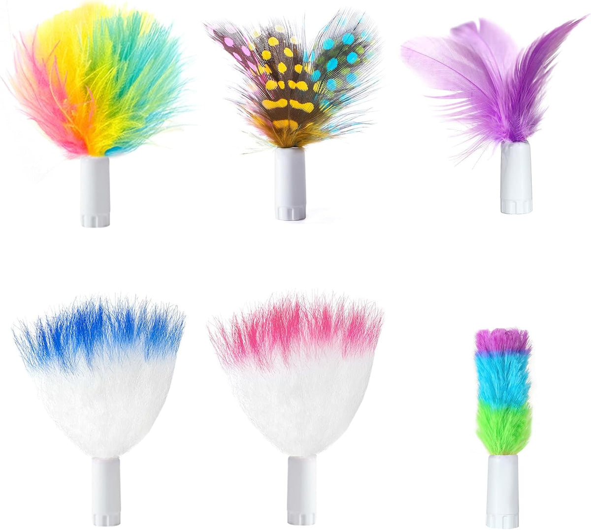ORSDA 6Pcs Interchangeable Attachments Cat Feather Toys Replaceable Feathers and Fluffy Toy