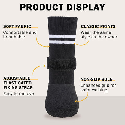 SCENEREAL Anti Slip Dog Boots & Paw Protectors for Hardwood Floor, Extended Dog Socks to Prevent