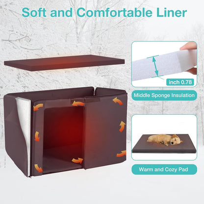 Feral Dog House Outdoor,Anti Bite Iron Frame Dog Kennel,Wood Warm Pets Home,Insulated Weatherproof