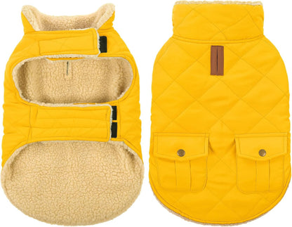 Queenmore Dog Winter Coat Warm Puffer Jacket Waterproof Plush Lining Thermal Cold Weather Vest for