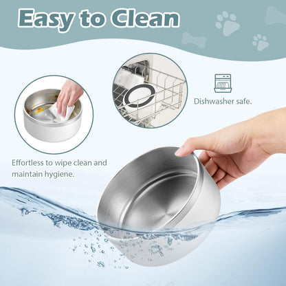 LIANLAI Dog Bowls Large Sized Dishes, Rust-Resistant Stainless Steel Dog Bowls, No Spill Pet Water