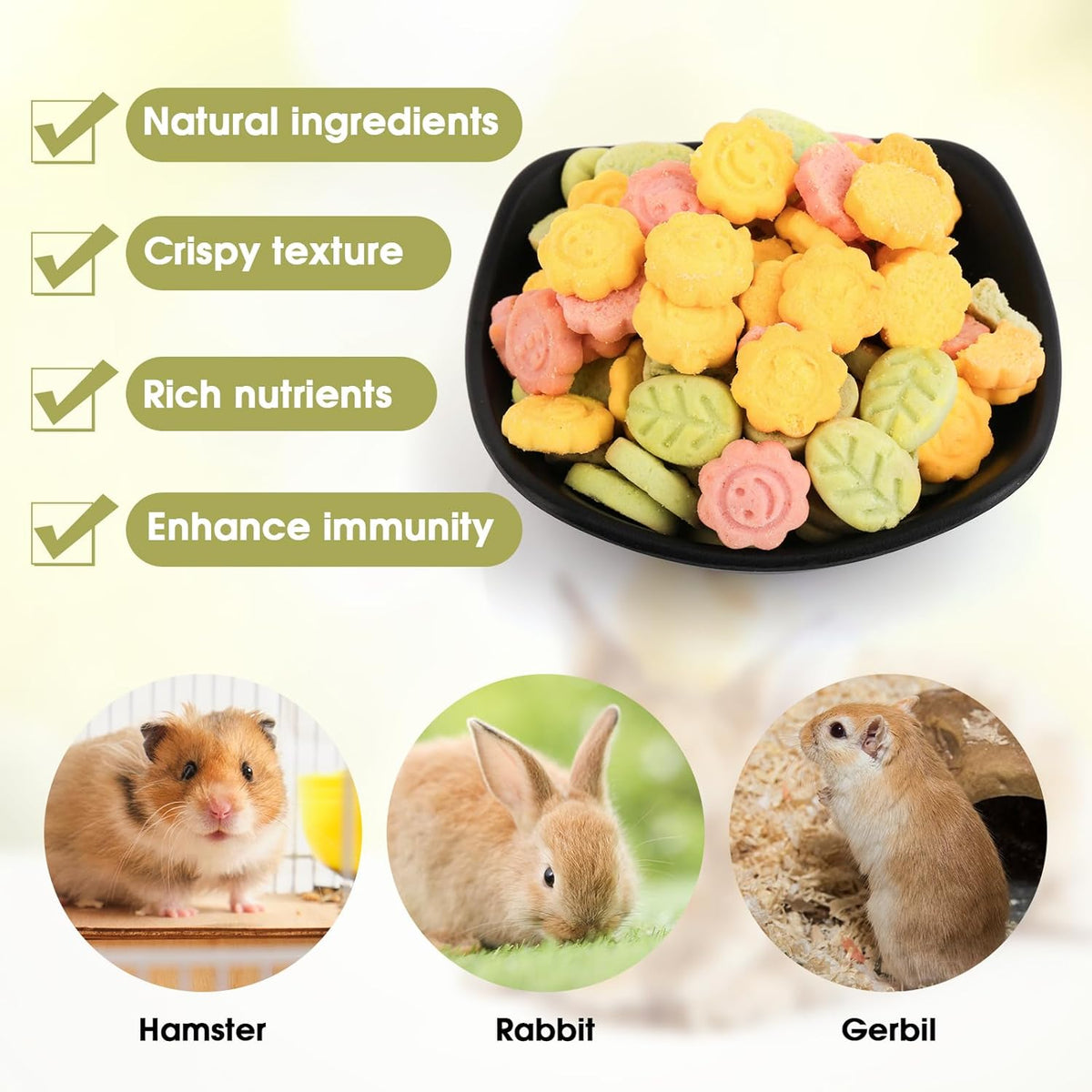 Abizoo 3 Vegetable Chews Treats: Grain Free Natural Snacks with Beet, Carrot, Spinach for Hamsters