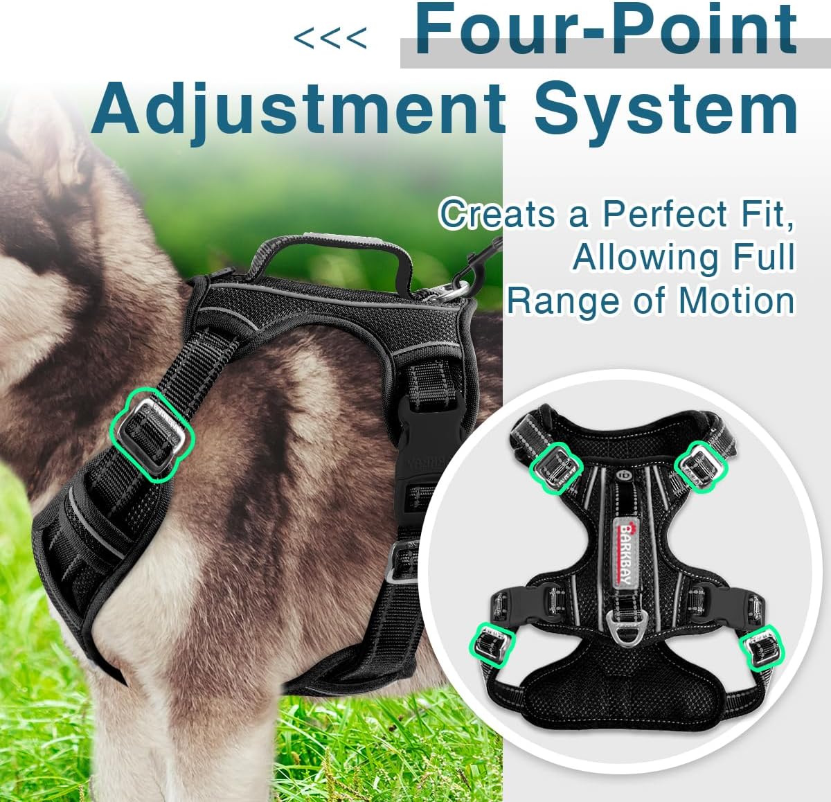 BARKBAY Dog Harness No Pull with ID Tag Pocket - Heavy Duty, Reflective, Easy Control for Large