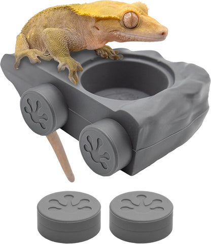 Pangea Silicone Gecko Feeding Ledge - Magnetic Mini Food Dish for Reptile Tank - 4.125" x 2.625" x