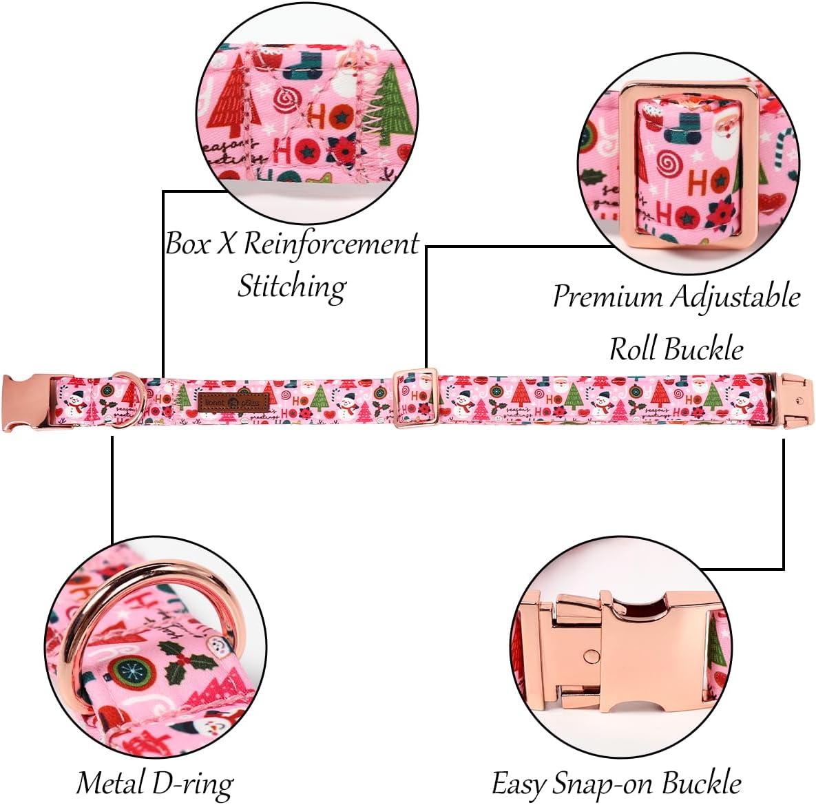 Lionet Paws Christmas Dog Collar with Bow tie,Cute Ho Christmas Tree Snowman Pink Dog Collar Bow