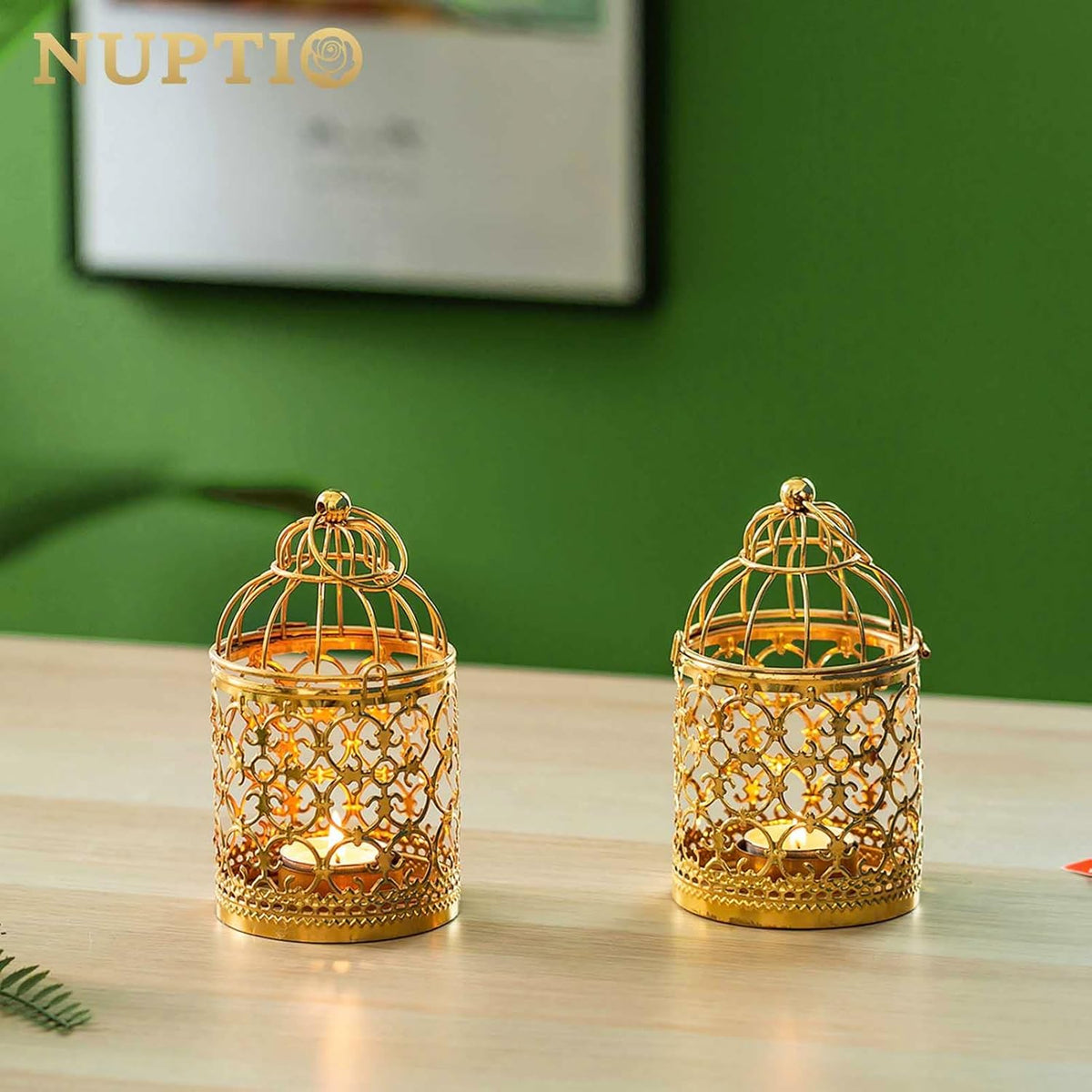 6 Pcs Small Metal Tealight Hanging Birdcage Lantern, Vintage Decorative Centerpieces of Wedding