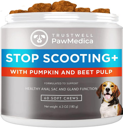 PawMedica Dog Anal Gland Chews to Stop Scoot for Dogs - Anal Gland Dog Constipation Relief