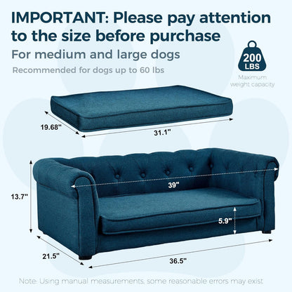 Dog Sofa Couch for Medium to Large Dogs, 31" Memory Foam Dog Couch with Washable Fabric, Removable