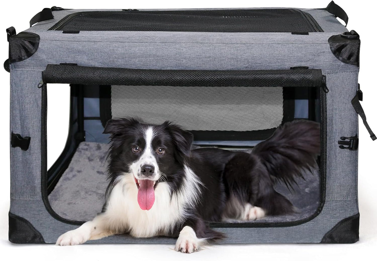 NEZUC Soft Collapsible Dog Crate - 24 Inch Portable Soft Sided Travel Dog Crates for Small Dogs