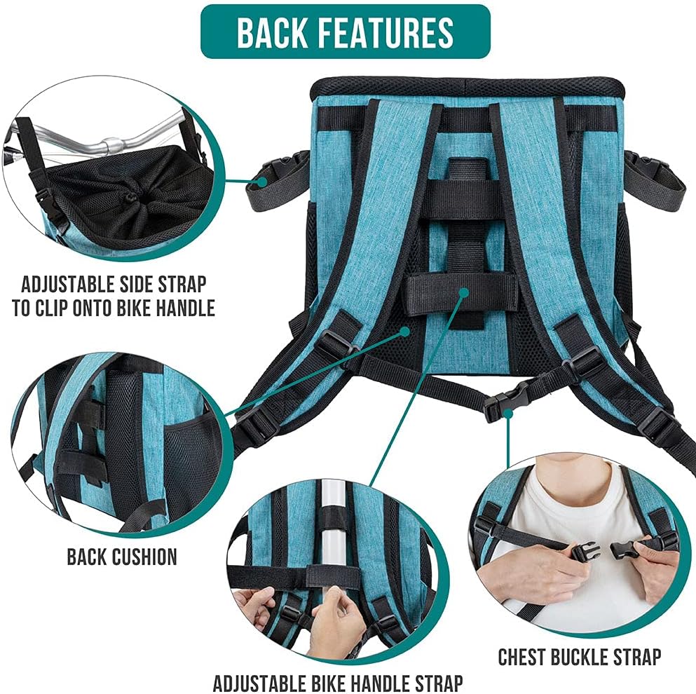 PetAmi Dog Bike Basket, Soft-Sided Ventilated Dog Bike Carrier Backpack, Pet Bicycle Basket for