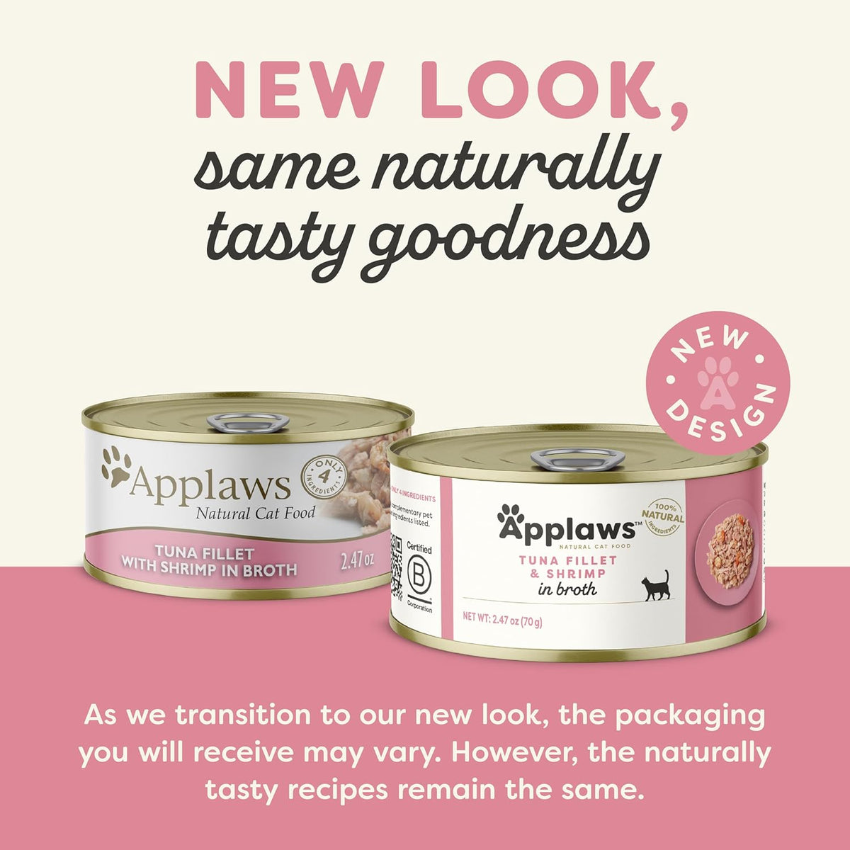 Applaws Natural Wet Cat Food, 24 Count, Limited Ingredient Canned Wet Cat Food, Tuna with Shrimp in