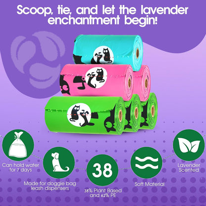 Pet N Pet 720 Counts Lavender Scented, Colorful Poop Bags for Dogs, 38% Plant Based & 62% PE Dog