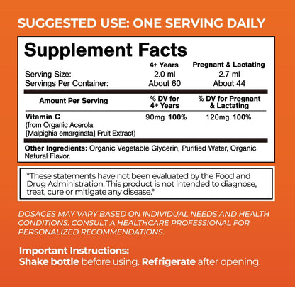 Tropical Oasis USDA Organic Liquid Vitamin C Drops for Adults & Kids | Supports Healthy Immune